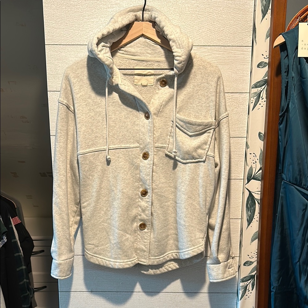 Cozy Gray Button-Up Hoodie
